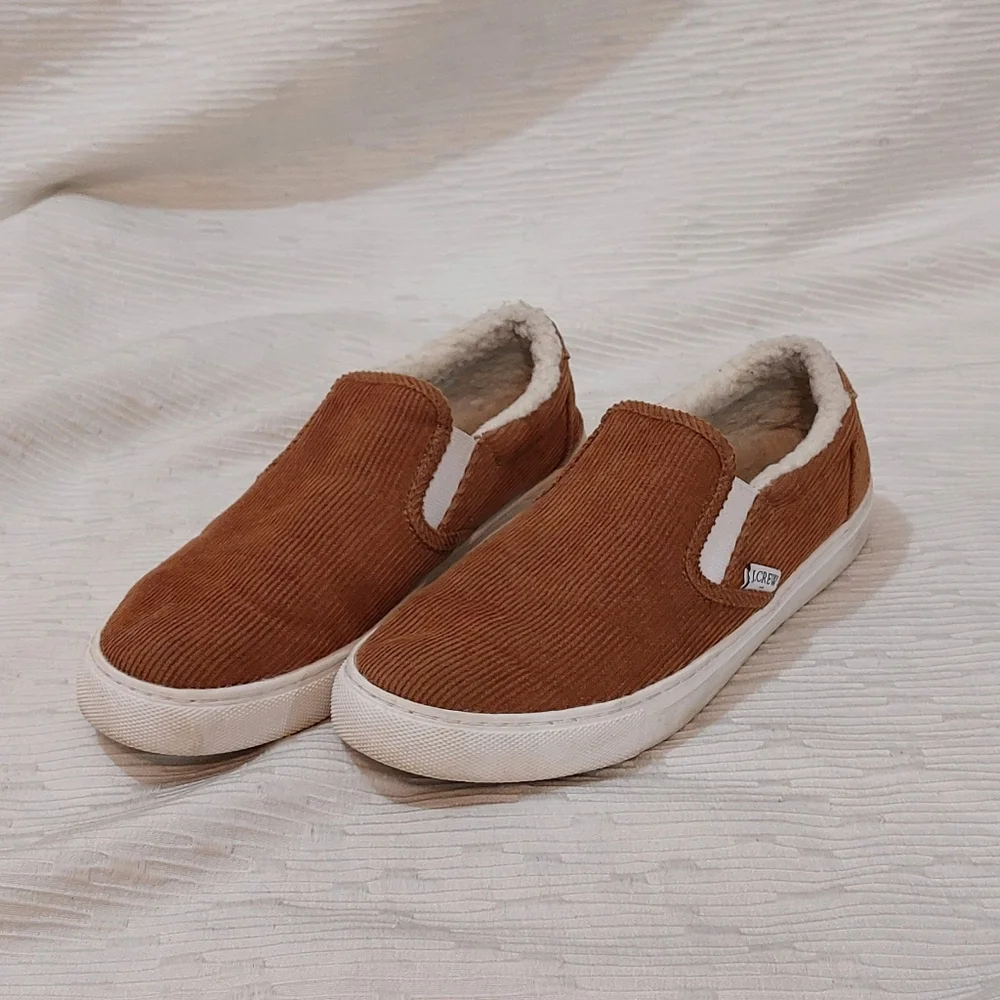 J. Crew Tan Corduroy Slip-On Sneakers Size 8